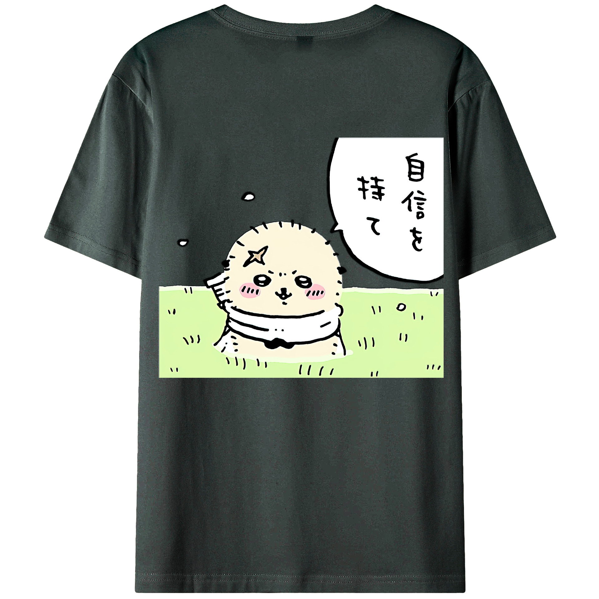（画像用） ちいかわ ラッコ Chii-kawa Sea otter 綿100％ メンズ半袖Tシャツ（バックプリント） 通気性